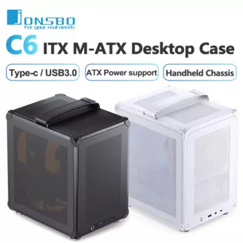 Джойстик Jonsbo с ручкой C6-ITX MATX ITX сетчатые платы Type-c ATX Блок питания для настольных игр, компьютера с маленьким охлаждением, шасси C6
