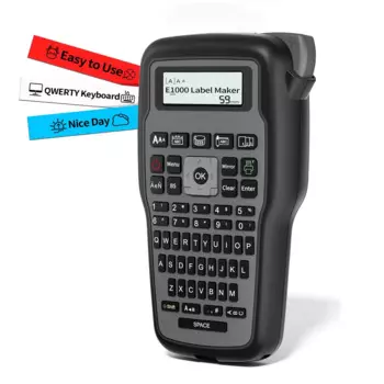 E1000 устройство для изготовления этикеток, клавиатура QWERTY с одним касанием, портативная ручная этикетка для дома/офиса/промышленного использования, оранжевая/серая