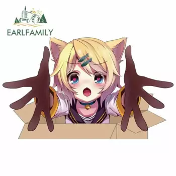 EARLFAMILY 13 см x 7,7 см для аниме Кот девочка солнцезащитные автомобильные наклейки модные тонкие наклейки устойчивые к царапинам виниловые украшения