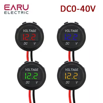 earu DC 0-40 В водонепроницаемый вольтметр светодиодный цифровой дисплей измеритель напряжения для автомобиля, мотоцикла, аккумулятор, светодиодная панель, монитор напряжения 12 В
