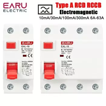 EARUELECTRIC Автоматический выключатель остаточного тока 2P/4P