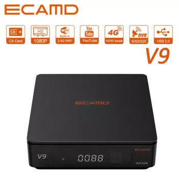 ECAMD V9 Prime спутниковый ресивер DVB-S/S2/S2X /T2-MI HEVC main10,GTShare APK Встроенный 2,4G WIFI v9 prime mars, в наличии в Испании
