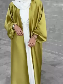 Eid Dubai атласное кимоно Abaya роскошный кафтан мусульманское арабское женское платье женская одежда Caftan Исламская одежда
