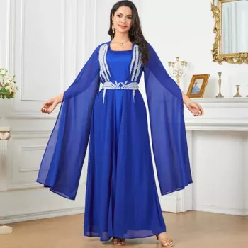 Eid Mubarak кафтан, женское шифоновое кимоно с вышивкой и длинными рукавами, открытое кимоно, Abayas, комплект внутренних платьев, женское платье, марокканский ислам Jalabiya