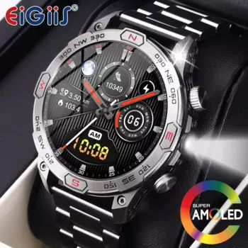 EIGIIS новые умные часы 1,43 "AMOLED-экран 1ATM водонепроницаемые спортивные часы для мужчин с компасом барометр с подсветкой KC86