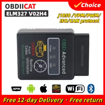 ELM327 V02H4 OBD2 Сканер Автомобильный Диагностический Инструмент Bluetooth Для iOS Android V1.5 Автоматич