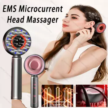 EMS Микротоковый массажер для головы Расслабляющая жидкость для кожи головы Расческа для роста волос Шоковый светодиодный цветной свет Расческа для волос Медицинский аппликатор