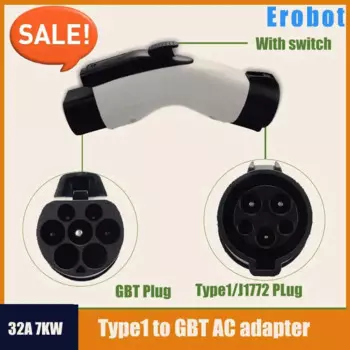 Erobot EV 7 кВт 250 В адаптер тип 1 к GBT адаптер 32A SAE J1772 к GBT EV тип 1 зарядное устройство GB/T 20234 с переключателем