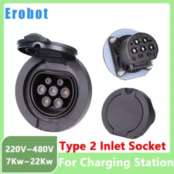 Erobot Тип 2 Входная розетка переменного тока 1 Фаза 3 Фазы IEC 62196-2 32A гнездовая розетка 4-точечная фиксированная зарядная станция для электромобиля переменного тока