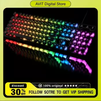 Eweadn GX30 Проводная механическая игровая клавиатура Ice Blue Light Rainbow Light RGB Ретро Панк Компьютерные аксессуары Ноутбук Офис