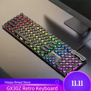 Eweadn X JIMITU GX30 Проводная клавиатура RGB Панк Ретро Круглые колпачки для клавиш Игровая механическая клавиатура Плавающая колпачок для геймера Ноутбук Подарки