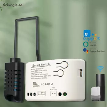 EWELINK Smart WiFi 1-канальное реле с датчиком температуры, влажностью, пассивный сухой контактный переключатель RF433 Alexa Google Home