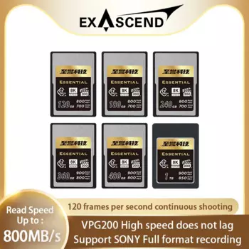 EXASCEND телефон, карта памяти VPG200 CFexpress, тип A, карта камеры, 120 ГБ, 180 ГБ, 240 ГБ, 360 гб, 480 ГБ, 1 ТБ, макс. 900 Мб/с, CF карта для песни