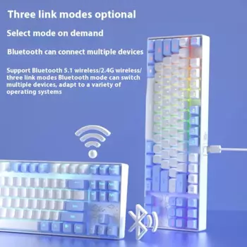 F87 Механическая игровая клавиатура USB Беспроводная Bluetooth трехрежимная игровая клавиатура Ice Blu ray игровой плеер