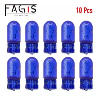 Fagis 10 шт. T10 W5W 194 168 Натуральные синие клинья 12 В 5 Вт Галогенные сигнальные лампы Супер белые приборные лампы для чтения