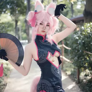 FGO Tamamo no Mae Косплей Костюм Koyanskaya сексуальный Чонсам игра Fate костюм Хэллоуин Карнавальная форма на заказ