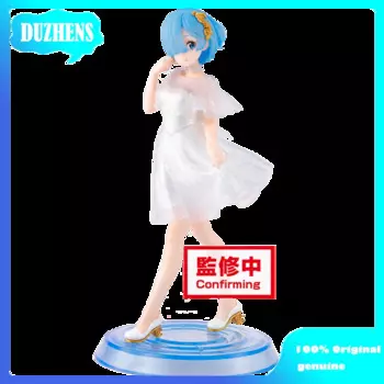 Фигура BANDAI из ПВХ, фигурка аниме «Re:Zero REM», белое платье, 20 см, модель игрушки, коллекционная кукла, подарок
