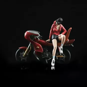 Фигурка Девочки и коллекция раскладки мотоцикла в масштабе 1:64, сказочный садовый поезд, железнодорожный поезд, микро-пейзаж, Статуэтка из смолы диорамас