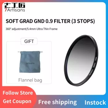 Фильтр объектива 7artisans HD Soft GND 3 Stop (0,9) Градуированный фильтр с нейтральной плотностью 46 мм 49 мм 52 мм 55 мм 58 мм 62 мм 67 мм 72 мм 77 мм 82 мм