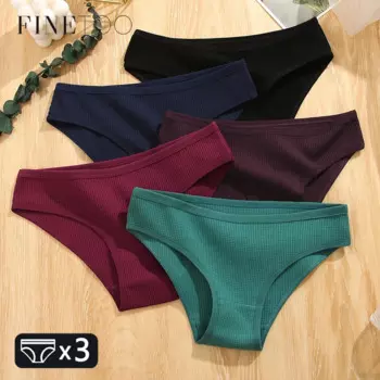FINETOO 3Pcs Хлопок Трусики Женщины Удобные Брифы Вафельный Стиль Нижнее Белье Женщины S-XL Мягкие Трусы Дамы Трусики 2023
