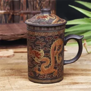 Фиолетовая керамическая чайная кружка Zisha с крышкой