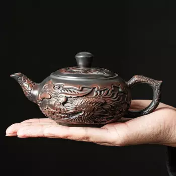 Фиолетовый керамический чайник в винтажном стиле, керамический вырезанный чайник кунг-фу, одинарный чайник, устройство для приготовления чая пуэр, чайные наборы, китайский чайник