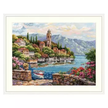 Fishxx C1578 Lake Como полная вышивка Точная печать гостиная большая подвесная Живопись Набор для вышивки крестиком