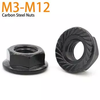 Zimir Фланцевые гайки из углеродистой стали M3-M12 черные 2/5/10/20 шт