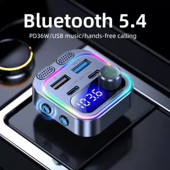 FM-передатчик Bluetooth 5,4 двойной микрофон вызова автомобиля MP3 U диск музыкальный плеер 66 Вт USB автомобильная зарядка 66 Вт быстрая зарядка PD36W
