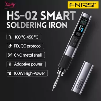 FNIRSI HS-02 PD 100 Вт паяльник с регулируемой температурой, 24 В постоянного тока, 100-450 Портативный инструмент для ремонта сварочной паяльной станции