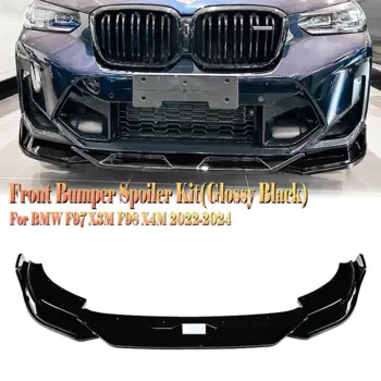 Для BMW F97 X3M F98 X4M 2022 2023 2024 Спойлер на передний бампер с эффектом углеродного волокна/глянцевый черный комплект нижней защиты кузова, сплиттер