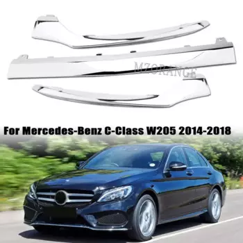 Для Mercedes-Benz C Class W205 2014-2018 C300 C400 C63 Накладка на передний бампер, хромированная молдинговая губа, хромированная накладка