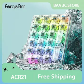 Forgeant Acr21 Механическая клавиатура, три режима, индивидуальная RGB с горячей заменой, портативная прозрачная мини-цифровая клавиатура, игровой офис