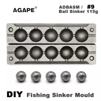 Форма для грузила для рыболовных шариков Agape "сделай сам", ADBASM/#9, грузило для шариков 115 г, 5 полостей