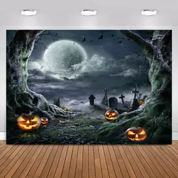 Фотофон страшная Тыква Луна для студийной фотосъемки