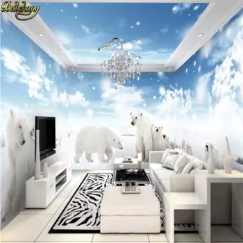Фотообои beibehang, европейские, винтажные, для украшения гостиной, снег, белый медведь