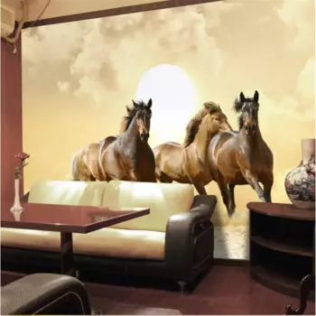 Фотообои beibehang из высококачественной ткани, 3d обои с флэш-эффектом, для комнаты в отеле, лошади, дивана