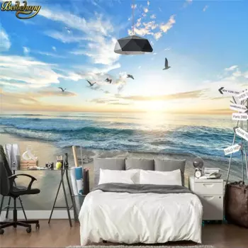 Фотообои beibehang на заказ, 3D Чайка, голубое небо, белые облака, фотообои для гостиной, дивана, спальни, настенные бумаги