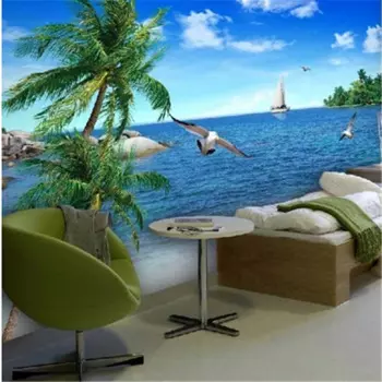 Фотообои beibehang на заказ 3d, фотообои, фотообои с изображением морского пляжа, дивана, ТВ, настроение, чтобы наслаждаться фотографией, настенная бумага