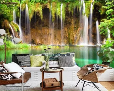 Фотообои beibehang на заказ, 3d, красивые художественные обои, водопад, озеро, фон для телевизора, декоративная картина, papel de parede
