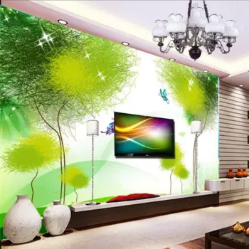 Фотообои beibehang на заказ, фотообои, наклейки, свежие абстрактные цветы, зеленые деревья, красивые Фотообои
