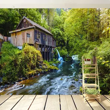 Фотообои на заказ, 3D обои с имитацией лесного водопада, ткань для стен, кабинета, гостиной, фона для телевизора, настенное покрытие