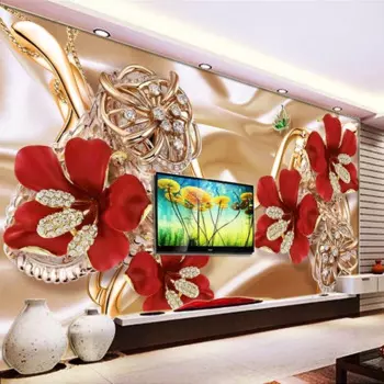 Фотообои на заказ, 3D обои, украшения, цветы, гостиная, диван, ТВ, фон, настенная бумага, домашний декор, Papel De Parede