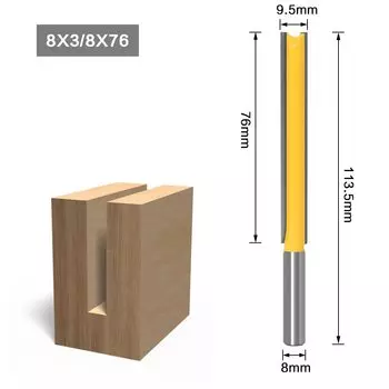 Фреза прямая JGZUI 1/2" х 3", хвостовик 8"