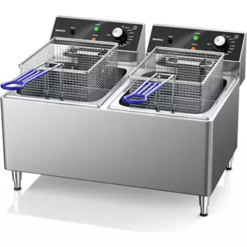 Фритюрница промышленная с двойным резервуаром, 12 л x 2