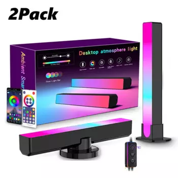 FTOYIN Wi-Fi, музыкальная лампа, Bluetooth, RGB настольная атмосферная лампа, 2 упаковки, игровое ТВ, настенное освещение, музыкальный ритм, ночник