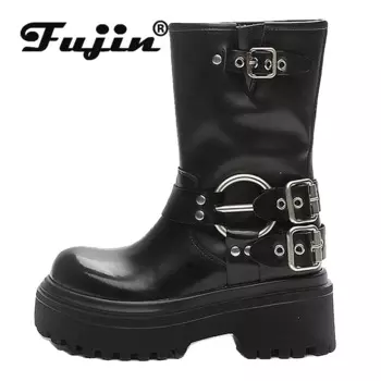 Fujin/женские зимние ботинки; Вязаные ботинки из флока на платформе с Плюшевым Мехом; Замшевые теплые ботинки; Женские зимние ботинки; Зимние кроссовки