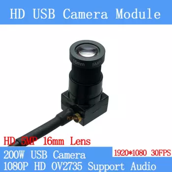 Full HD 1080P USB модуль камеры MJPEG 30fps, высокоскоростная мини-камера видеонаблюдения, Linux UVC, Android, мини-камера видеонаблюдения с объективом 5 Мп 16 мм