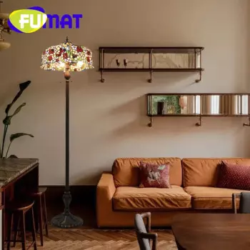 FUMAT Тиффани витражное стекло Европейский стиль напольная лампа Декор Гостиная Спальня Кабинет вилла Западная столовая лампа на штативе