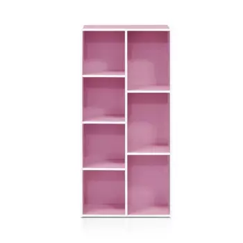 Furinno 7-кубическая Двусторонняя открытая полка, книжная полка, мебель, белый/розовый